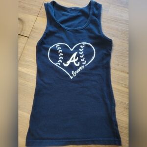 Girl Atlanta Braves Navy Blue Tank Top